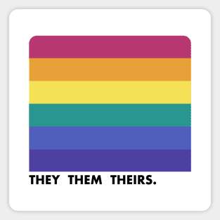 They Them Theirs Pronouns --- Retro Style Design Magnet